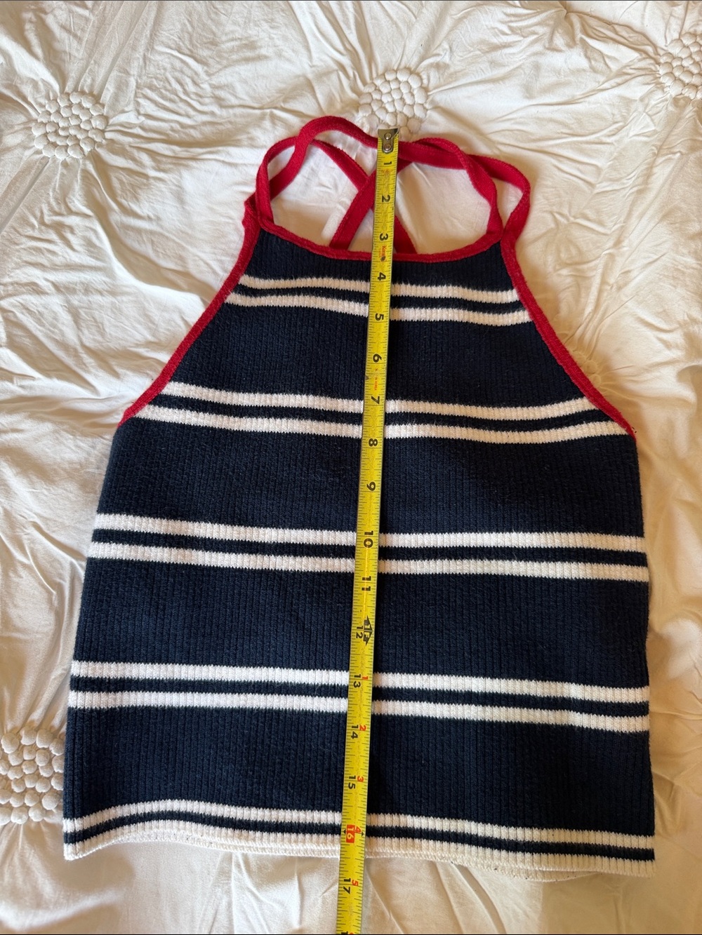 Hollister Navy Blue & White Striped Knit Halter Tank with Red Trim. SMALL. EUC - Picture 4 of 10